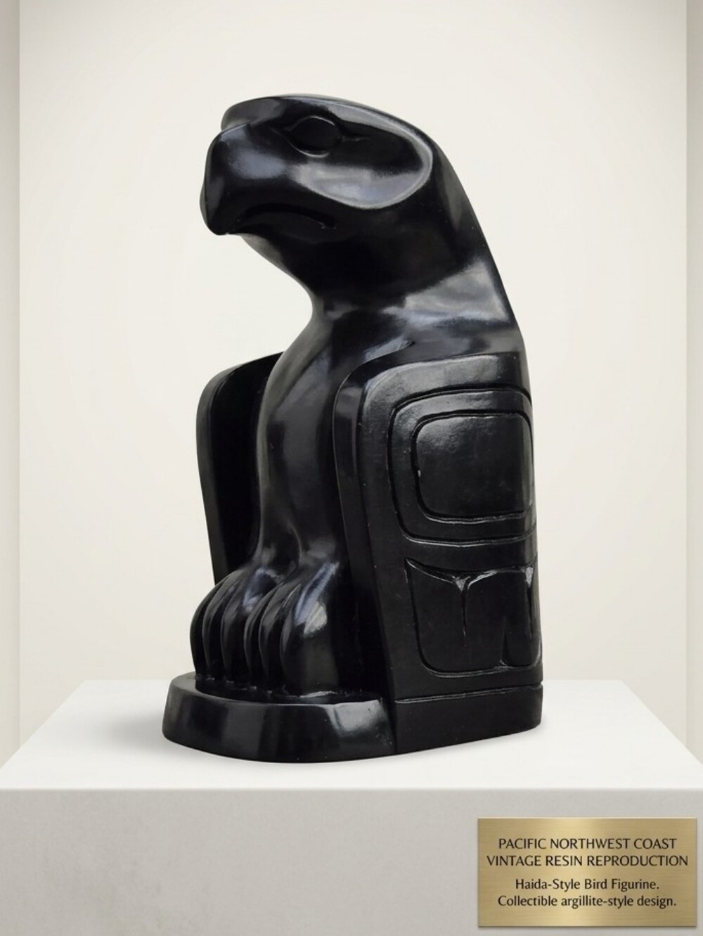 🌙​Vintage Haida Eagle Figurine - Pacific Northwest Coast Argillite Style Indige